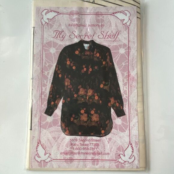 My Secret Shelf Pattern Big Shirt XS-3X Uncut Asian Inspired Patchwork Mature - Picture 2 of 6
